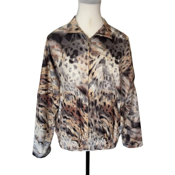 St. John Leopard/Animal Print Lightweight  Jacket With Pockets Size P - Picture 1 of 7